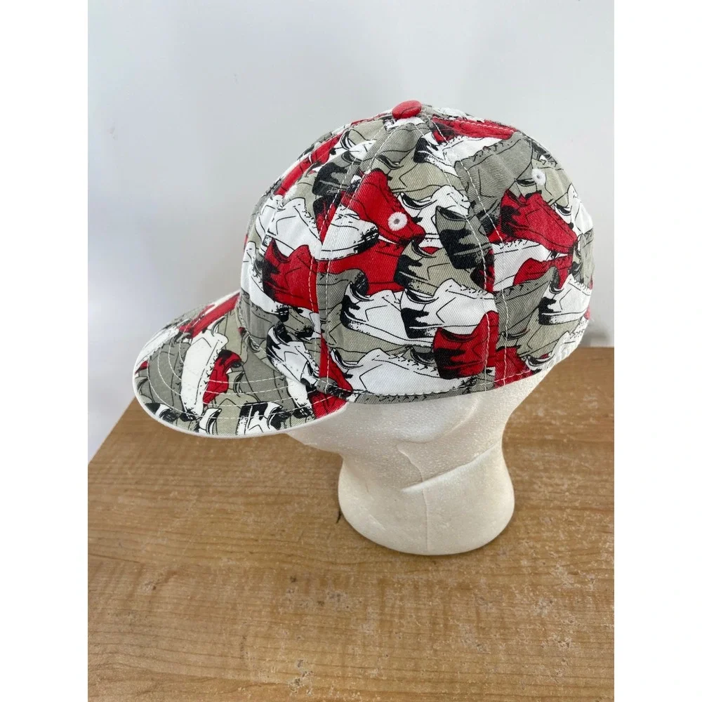 Run-DMC Fitted Hat S/M Red White Sneaker Print Flat Bill 2009 Anthill Trading